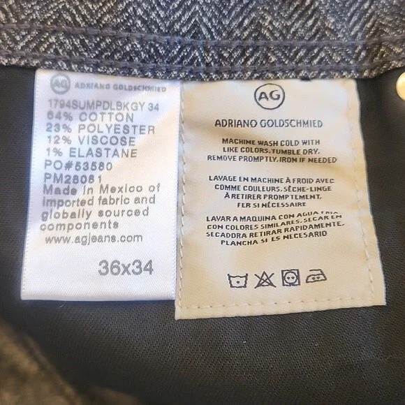 AG Adriano Goldschmied Everett Slim Straight Herringbone Pant W36 L34 NWT - Picture 6 of 11